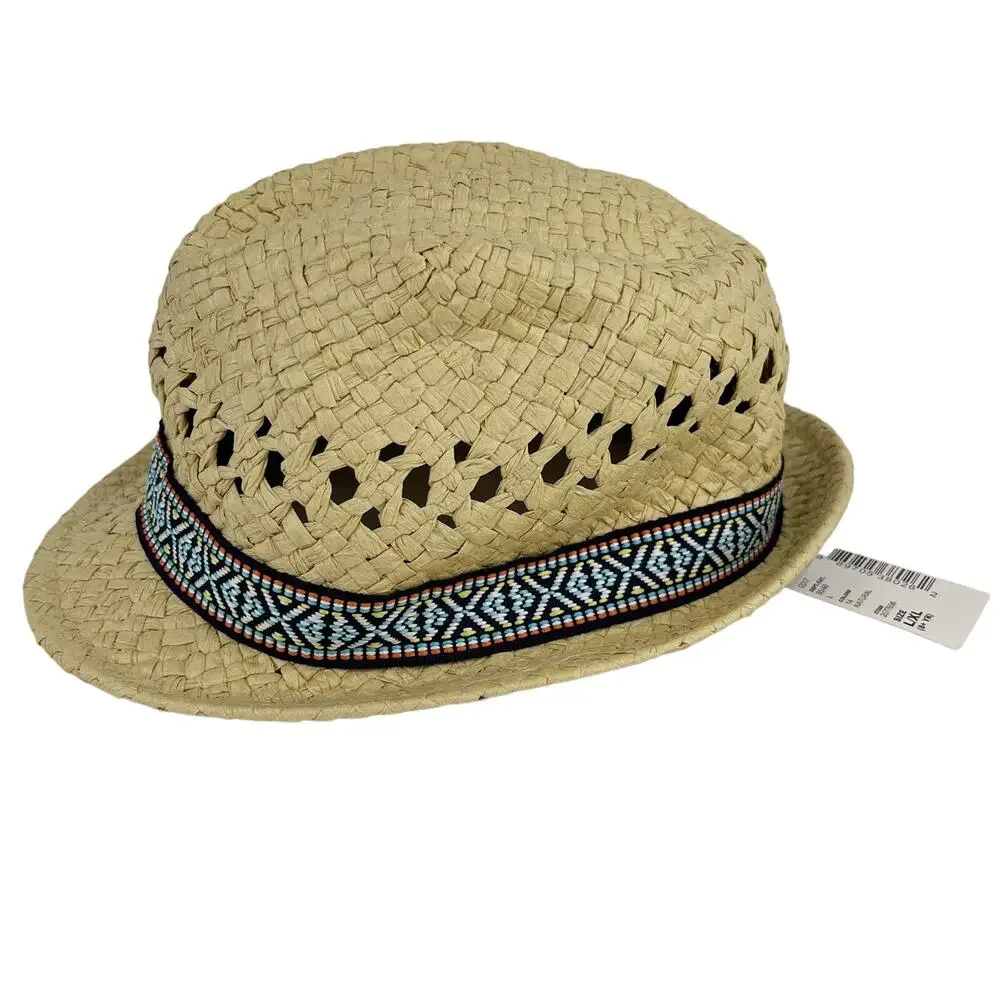 Childrens Place Boys Hat L/XL 8+ Paper Straw Natural New